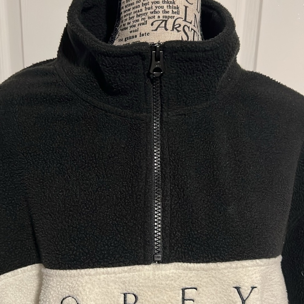 Obey Channel White & Black Mock Neck Fleece Sweatshirt - Picture 2 of 4
